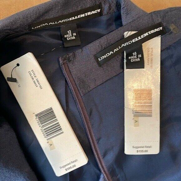 Linda Allard By Ellen Tracy Navy Women's Silk Jacket & Skirt Set Size 12/14 - Picture 5 of 16